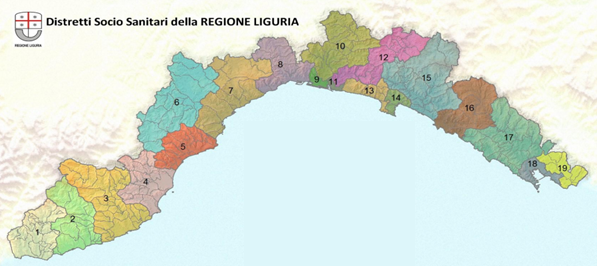 cartina distretti socio-sanitari della Liguria
